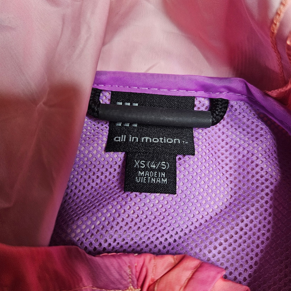 Girls all in motion Windbreaker Jacket XS Pink Purple - Picture 3 of 3